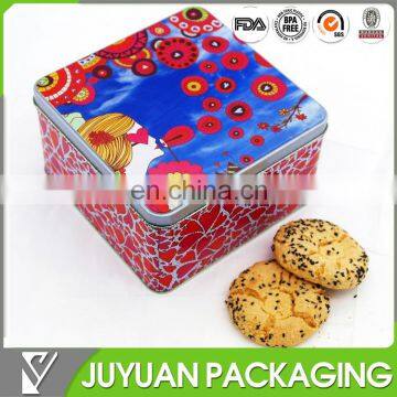 Square empty metal cookie tin box for sale supplier