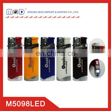 plastic electric ignition windproof gas lighter with led