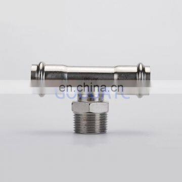 Stainless steel pipe joint T type adapter DN15/20/25/32/40/50 Propress Tee male 304 SS compression tube fittings for water