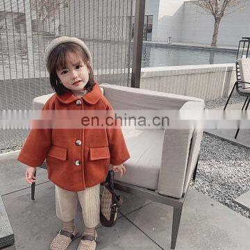2344 Baby Girls Boutique Clothing Winter Turndown Collar Woolen Coat photo-3