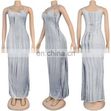 Amazon Best Sellers Women Sling Sleeveless Casual Dresses Ladies Split Printed Dresses Women Summer Dresses photo-6