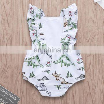 2019 Summer Newborn Baby Infant Jumpsuit Fly Sleeves Dinosaur Romper Cotton Baby Clothes Outfit photo-2