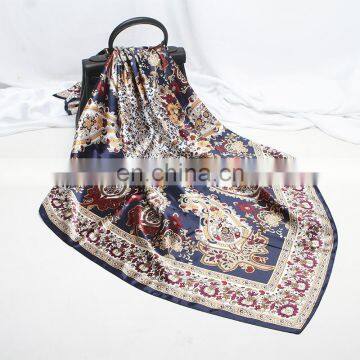 2020 Summer Fashion Printed Big Size Square Hijab Fashion Women Scarf Top Diy Scarf Wholesale Custom Turkish Square Satin Neck