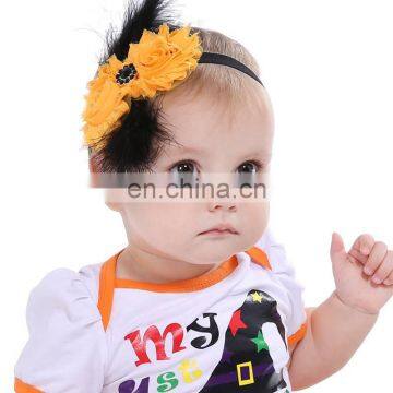 Orange and Black Over the Top Bows Girls Big Hair Bows Halloween Baby Headband Kids Autumn Hair Accessories