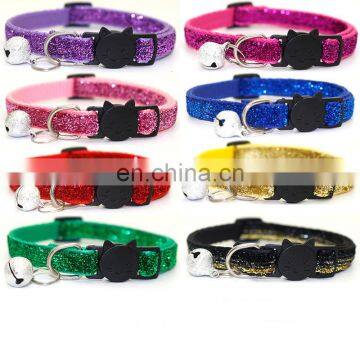 HQP-XP14 HongQiang Manufacturer wholesale multi-colors adjustable gold velvet collar with bell for cat dog use