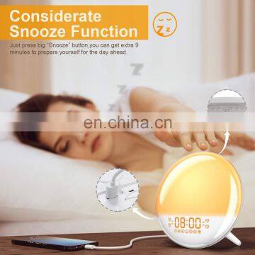 Sunrise Alarm Clock Wake Up Light, Smart WIFI Sunset Simulation Digital LED Clock Support APP Control photo-2