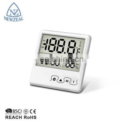 Digital Wall Thermometer Hygrometer Humidity Sensor Alarm Clock Thermometers