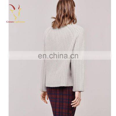Ribbed Merino Wool Clothing Pullover Sweater for Lady photo-2
