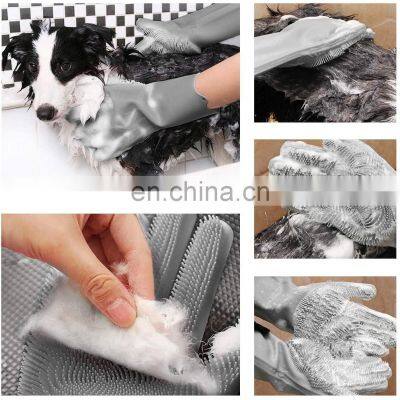 Pet Hair Removal Gloves Magic Silicone Scrubber Cleaning Gloves Pet Grooming Gloves For Fruit Vegetable Dogs Cats photo-4