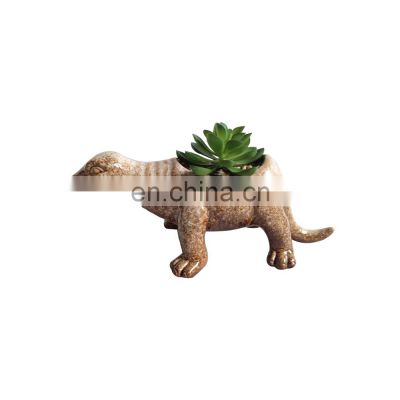 outdoor indoor decorative custom dinosaur shaped ceramic planter succulents plant flower pot