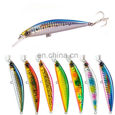 2021 High Quality  New Design 70mm 16g Sinking Fish Bait Fishing Equipment Luminous Fishing Minnow