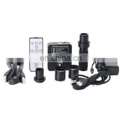 2K 1080P 60FPS 21MP USB Industrial Microscope Camera Kit with 120X Zoom Lens Adapter Rings