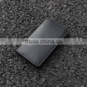 Black Genuine Nappa Leather Snap Buttons Men Mobile Phone Case Phone Purse Small Wallet With Card Slots photo-2