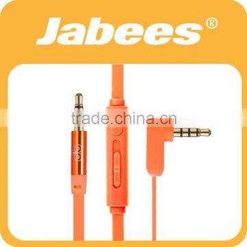 Gold-plated 3.5mm tangle-free car audio cable with mic