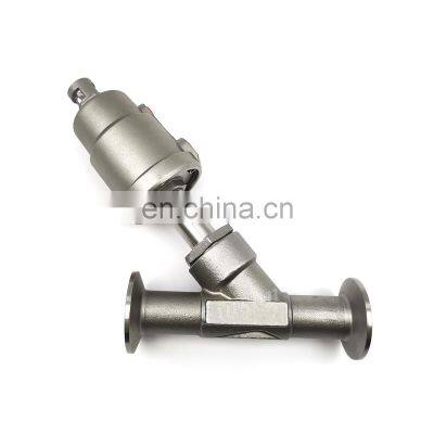 SS304/316L Sanitary Flange Angle Seat Valve with Stainless Steel Pneumatic Actuator