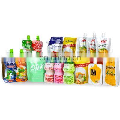 Customized Plastic Pouch De Jus Bag Leakproof Aluminum Condensed Milk Stand Up Bag Juice Spout Pouch With Spout