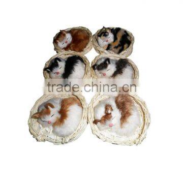 Cute Small Sleeping Plush Toy Cat With Long Fur