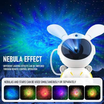 Cute Rabbit Astronaut Starry Sky Projector Galaxy Star Projector With BT Speaker Remote Control Night Lamp Unique Gift For Kids photo-2