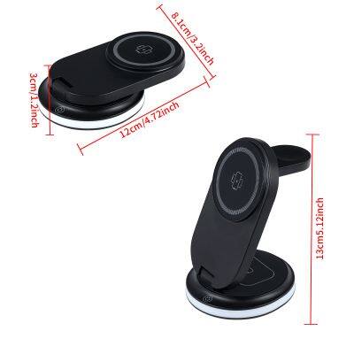 Desktop With Ambient Light Foldable 3 in 1 Wireless Charger 15W Fast Charging for Apple Mobile Phone Watch and Earphones