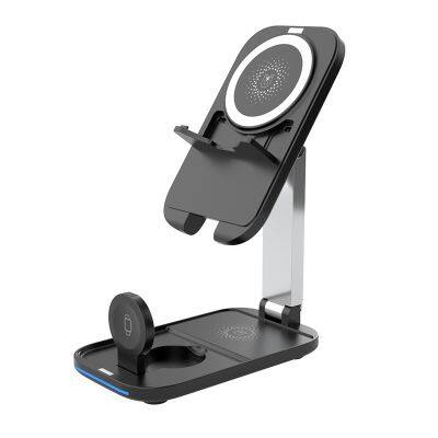 Magnetic Foldable Wireless Charger 3 In 1 Folding For iWatch Airpods For IPhone 16 Watch And Airpods Fast Charging Dock Station