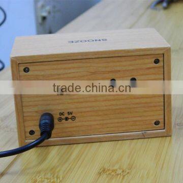 LED Wooden Table Clock With Touch Function for Snooze photo-6