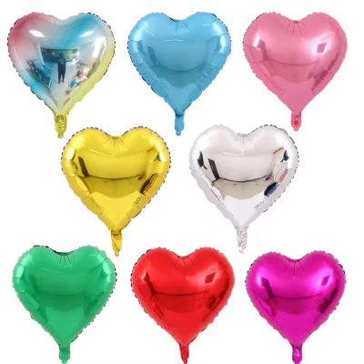 Venta al por mayor de globos decorativos de corazón para fiestas. Globo de aluminio de amor con efecto espejo de 18 pulgadas. Guirnalda de globos para fiestas de cumplea?os de ni?os