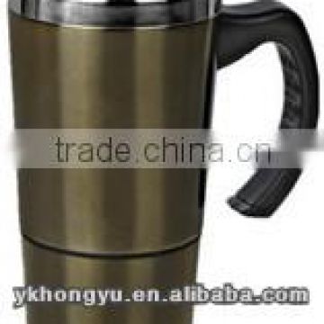 Hot double wall stainless steel coffee mug with 2 cups