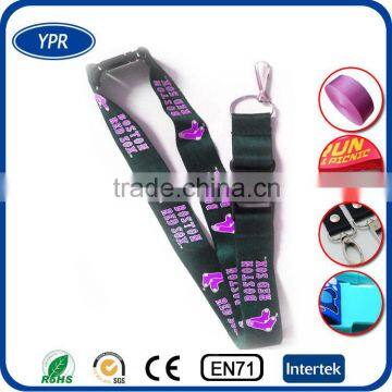 Polyester material cheap screen printing neck lanyard with detachable buckle