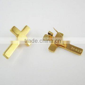 Gold religious cross lapel pin