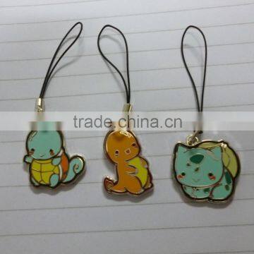 Personalized Soft Enamel Epoxy Resin Animal Pendant with Nylon Wire Phone Accessories Mobile Phone Strap - Tortoise/Cat