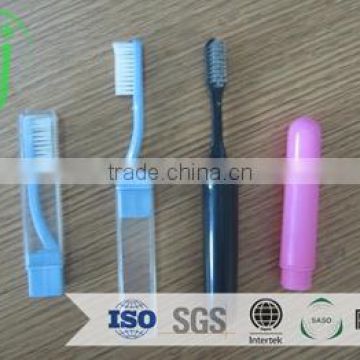 Clear travel toothbrush with a clear cover and 1 color logo imprint /cheap toothpaste