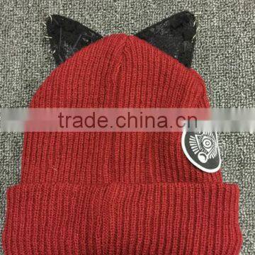 Hot Selling Super Star Rihanna Same Style Lace Cat Ear With Jewelry Embroidery Ladies Hat