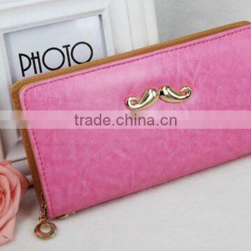 Women's Classic Multifunction PU Blue Coin Purse Wallet With Mustache photo-6