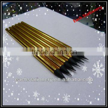 7 Inches Golden Metal Black Wooden HB Lead Pencil Top Dip For Office And School