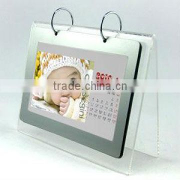 wholesale clear acrylic/plastic table calendar frame holder with 2 rings