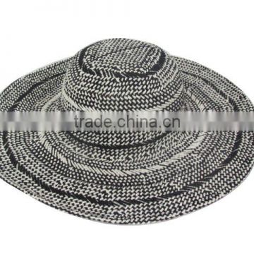 black white mixcolor hand weave straw lady elegant big beach hat