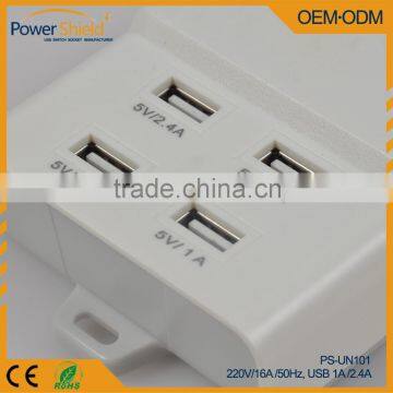 Universal /Middle East/ UAE/ Dubai 4 AC Power Supply + 4 USB Socket Strip With Surge Protector 220V 16A photo-3