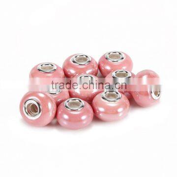 Hot Selling Porcelain 10 pcs Pink Color Glass Beads Loose Beads