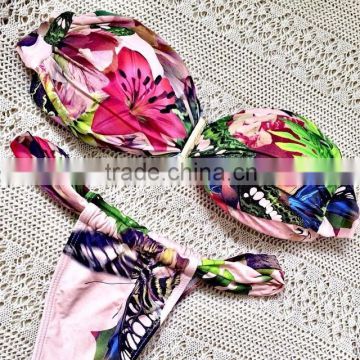 Push-up padded bikini white runched Printed Flower bikini hot sexy swim wear cheeky string bikini swimwear