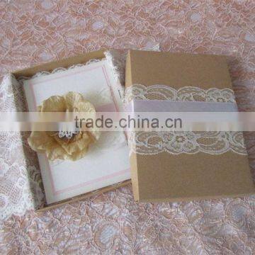 vintage style kraft paper invitations laser cut with flower wedding invitations card                        
                                                Quality Choice