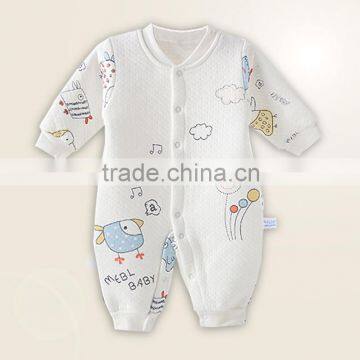 100% organic cotton baby rompers for 3 months baby white colors printing for autumn