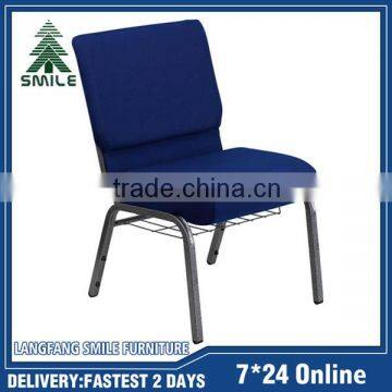 Discount cheap blue connected padded church chairs