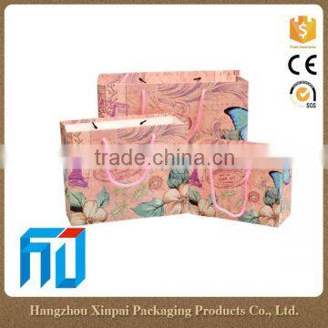 Foldable kraft paper shopping bag with handle