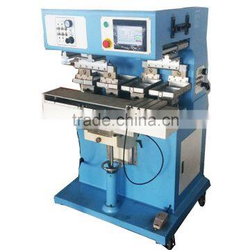 PLC 4-color plastic cake lid pad printing machine with shuttle and independent cylinders LC-SPM4-150-4P