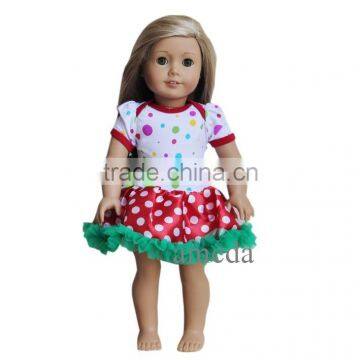 18" American Doll Christmas Colorful Red Green Polka Dots Party Dress