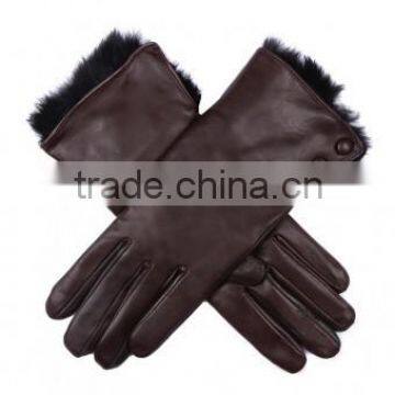 Women's sheepskin Leather Gloves with Fur Cuffs