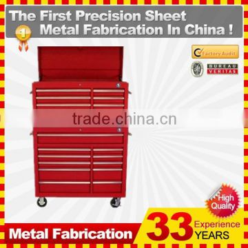 Rolling Aluminium Profile Handle tool box and top chest with 16 drawers