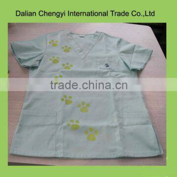 Stylish Cat Paw Printing Hospital Uniform