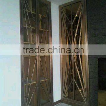 Stainless steel and brass room partition, screen partition for decoration in hotel