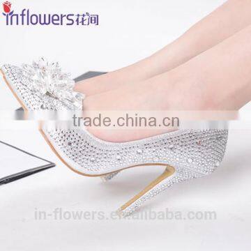 white crystal wedding shoes for women